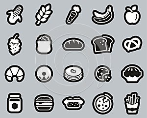 Carbohydrate Food Icons White On Black Sticker Set Big