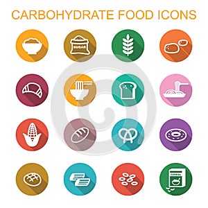 Carbohydrate food long shadow icons photo