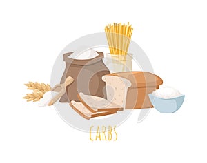 Carbohydrate food vector illustration.