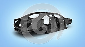 Carbon body car isolated on blue gradient background 3d illustration