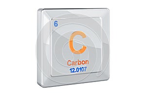 Carbon C, chemical element sign. 3D rendering