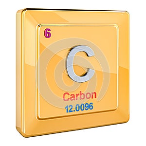 Carbon C icon, chemical element. 3D rendering