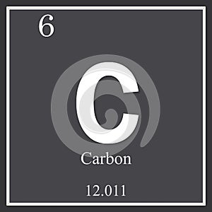 Carbon chemical element, dark square symbol