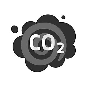 Carbon CO2 pollution emission cloud vector icon, dioxide smoke exhaust bubble flat symbol illustration design isolated