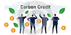 carbon credit concept responsibility of co2 emission taken into financial credit for ecology reforestation neutral