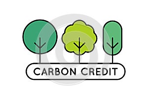 Carbon credit concept. Trees as a symbol of carbon offset credits.