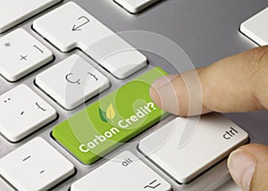 Carbon Credit? - Inscription on Green Keyboard Key