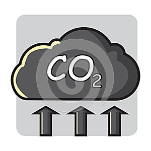 Uhlík dioxid emise. vektor ilustrace dekorativní 