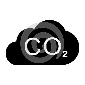 Carbon dioxide emissions icon in flat. CO2 symbol