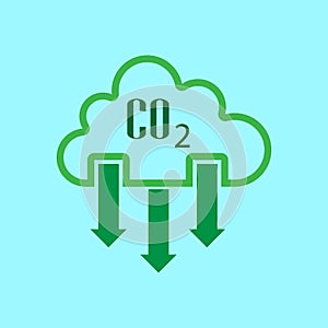 Carbon dioxide emissions icon illustration. Low Carbon Footprint. Eco-friendly Footprints. Gas reduction business concept