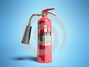 Carbon Dioxide Fire extinguisher 3d render on blue background