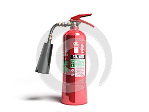 Carbon Dioxide Fire extinguisher 3d render on white background