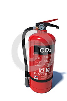 Carbon dioxide fire extinguisher on white background