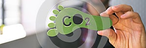Carbon Dioxide Footprint Sign. Co2 Reduction