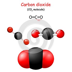 Carbon dioxide. Structural Chemical Formula of CO2 photo