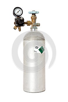 Carbon Dioxide Tank With Regulator Isolated On White photo