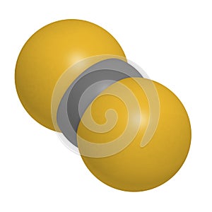 Carbon disulfide (CS2) molecule. Liquid used for fumigation and as insecticide