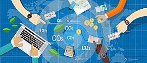 Carbon emission co2 trading business bargain photo