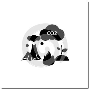 Carbon emission glyph icon