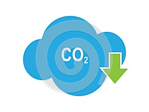 Carbon emission sign on white