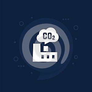 carbon emissions of factory, plant icon