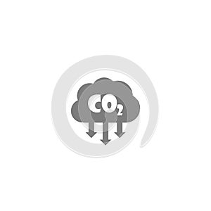 Carbon emissions reduction icon. CO2 cloud icon isolated on white background