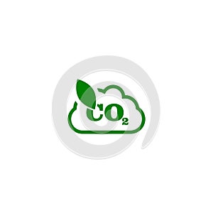 Carbon emissions reduction icon. CO2 cloud icon isolated on white background