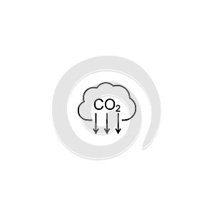 Carbon emissions reduction icon. CO2 cloud icon isolated on white background