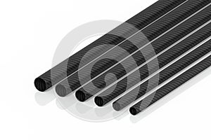 Carbon fiber tubes 3d rendering on the model pipes is not a white background.