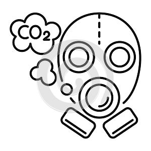 Carbon footprint black line icon. Air pollution. Eco problems. Isolated vector element. Outline pictogram for web page