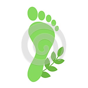 Carbon footprint with branch. Eco friendly vector icon design. Zero emissions, carbon neutral