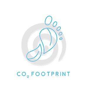 Carbon footprint icon with linear footprint leaves icon