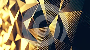 Carbon gold triangular polygonal background loop