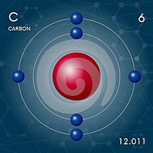 Carbon molecule flat illustration