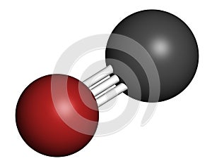 Carbon monoxide (CO) toxic gas molecule. Carbon monoxide poisoning frequently occurs due to malfunctioning fuel-burning home