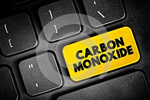 Carbon Monoxide - colorless, highly poisonous, odorless, tasteless, flammable gas that is slightly less dense than air, text