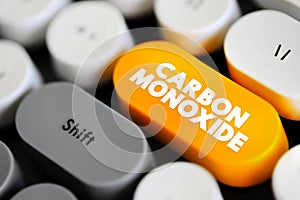 Carbon Monoxide - colorless, highly poisonous, odorless, tasteless, flammable gas that is slightly less dense than air, text