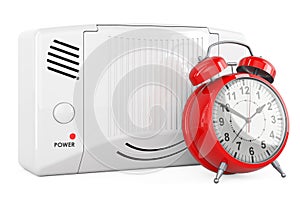 Carbon monoxide detector with alarm clock, 3D rendering