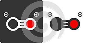Carbon monoxide molecule, flat icon style. Atoms shown as color-coded circles oxygen - red, carbon - grey.