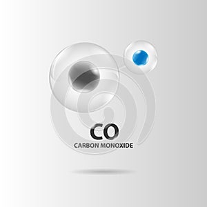 Carbon monoxide molecule model vector