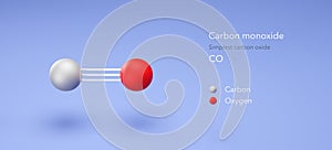 carbon monoxide molecule, molecular structures, simplest carbon oxide, 3d model, Structural Chemical Formula and Atoms with Color