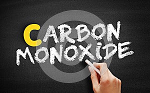 Carbon Monoxide text on blackboard