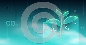 Carbon Neutral and ESG Concepts. Environment and ecology. Clean Energy. Green leaf and CO2. Vector illustration