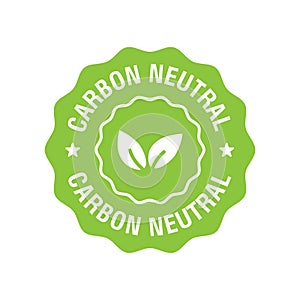 Carbon neutral icon green stamp. CO2 energy monoxide carbon ecology background label concept. Vector