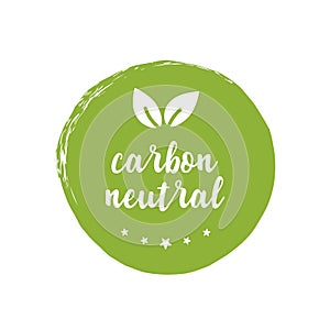 Carbon neutral icon green stamp. CO2 energy monoxide carbon ecology background label concept. Vector
