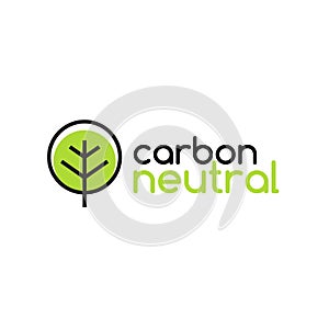 Carbon neutral icon logo. CO2 energy monoxide carbon ecology background label concept. photo