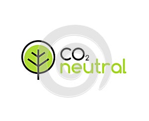 Carbon neutral icon logo. CO2 energy monoxide carbon ecology background label concept.