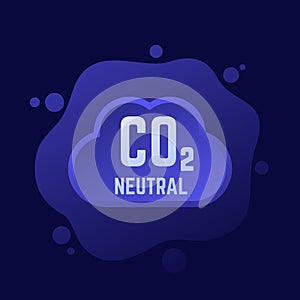 carbon neutral icon, zero co2 emission vector