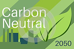 Carbon Neutral vector illustration Co2 Neutral consept on a green background photo