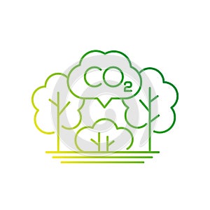 carbon offset, co2 gas reduction line icon photo